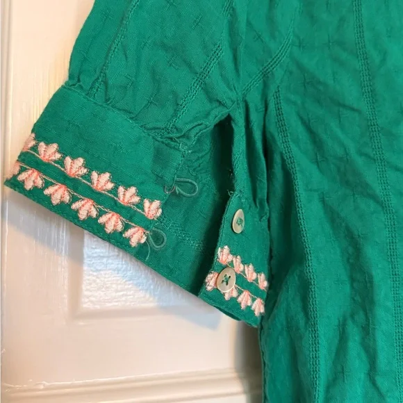 Maeve Teal Floral Embroidered Blouse - Picture 7 of 9